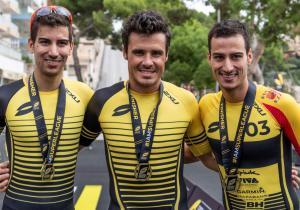 Javier Gómez Noya y los hermanos Mola, campeones en la Super League Triathlon Mallorca
