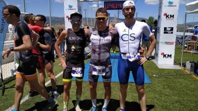 Victor Arroyo, Jose Almagro und Juan Benjumea, männliches Podium von #Ecotrimad 2019