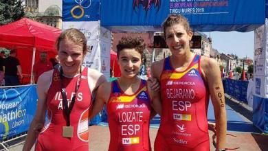 Podio femminile Irene Loizate Campionato europeo duathlon sprint,