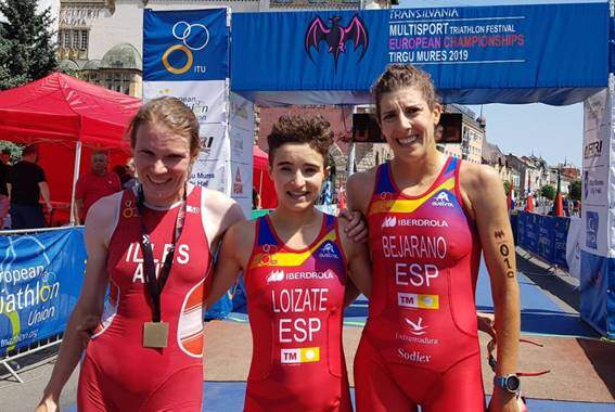 Podio femminile Irene Loizate Campionato europeo duathlon sprint,