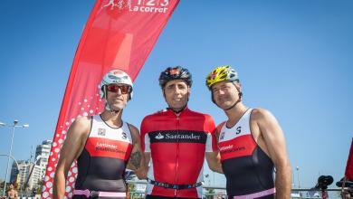 Miguel Indurain nella staffetta del Triathlon di Madrid