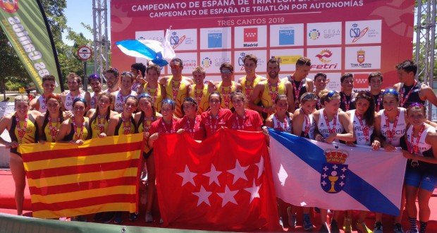 Podium der spanischen Triathlon-Meisterschaft von Autonomies