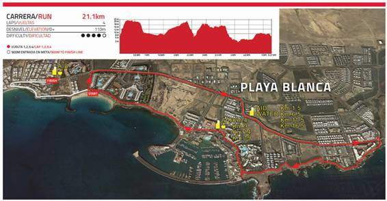 Percorso della corsa a piedi IRONMAN 70.3 Lanzarote 2019