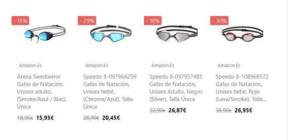 Promociones gafas natacion AMAZON PRIME