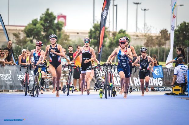 Transición en el Valencia Triatlón