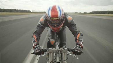 Neil Campbell no recorde mundial de velocidade da bicicleta