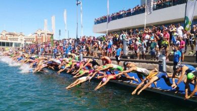 Départ de natation du triathlon de Valence