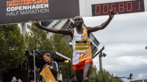 Geoffrey Kamworor, im Halbmarathon Ziel Kopenhagen