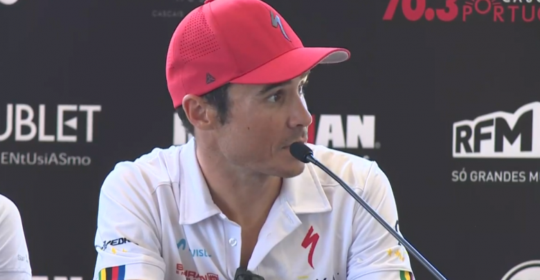 Javier Gómez Noya à la conférence de presse de l'IRONMAN 70.3 Cascais