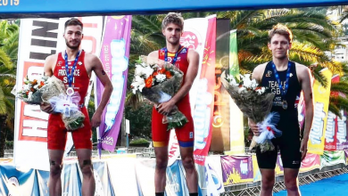 Genis Grau at the podium of the European Cup of Triathlon of Alanya (Turkey)