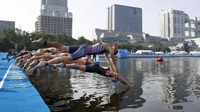 Salida natación en el test event de Tokio