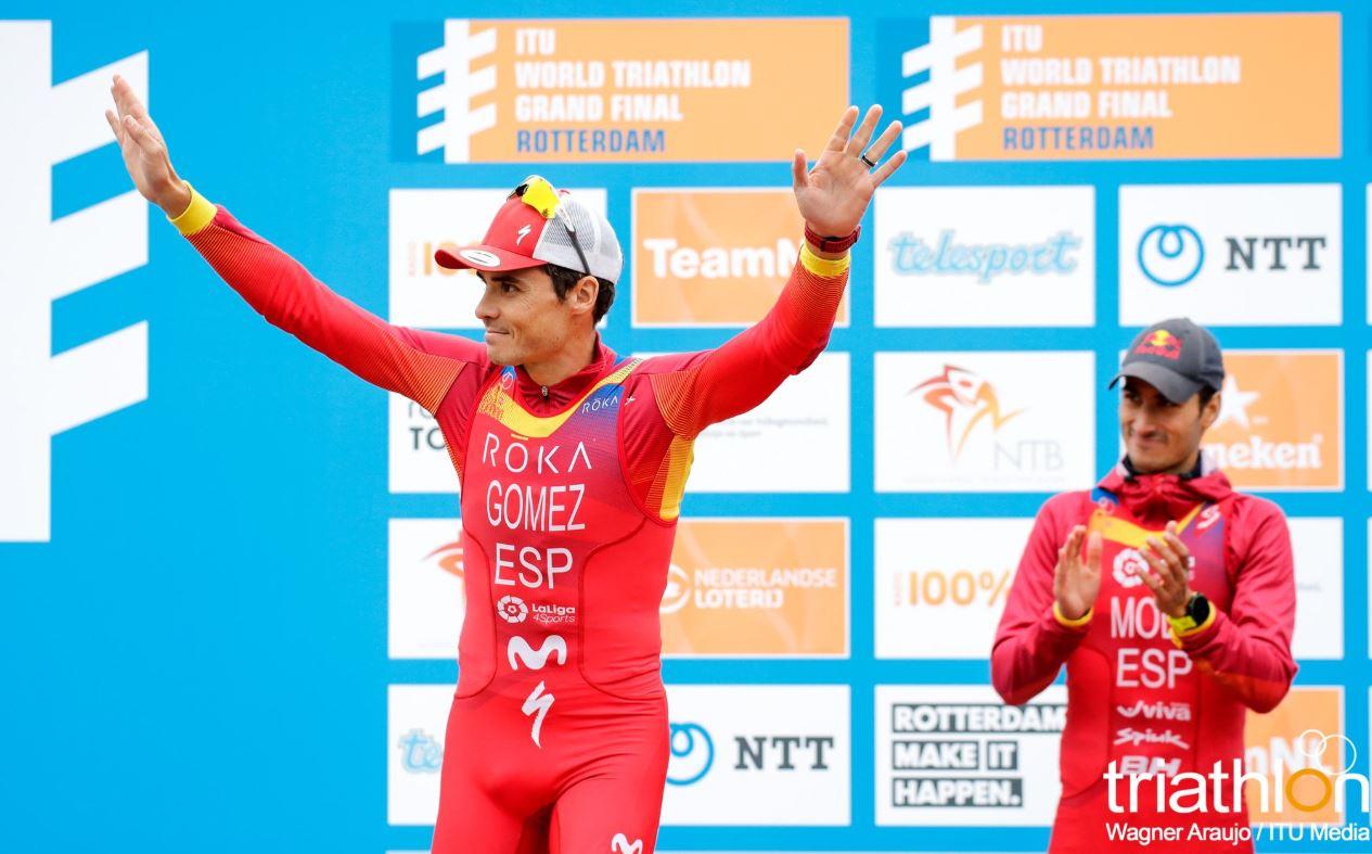 Javier Gómez Noya y Mario Mola en el Podium de las Series Mundiales