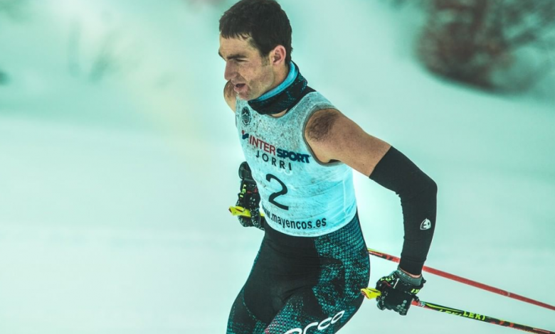 Osoro Pello competing in a winter triathlon