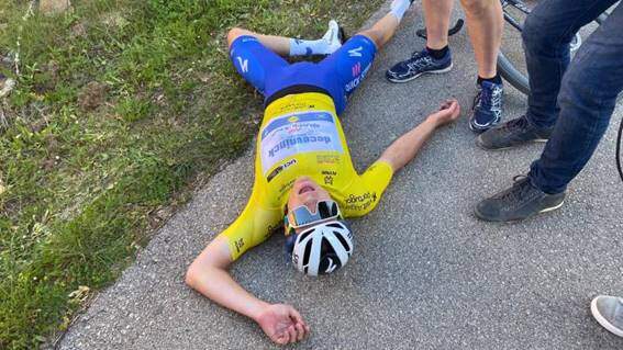 Remco Evenepoel durante a subida ao Malhao