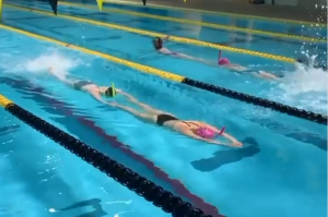 Exercícios em grupo de natação