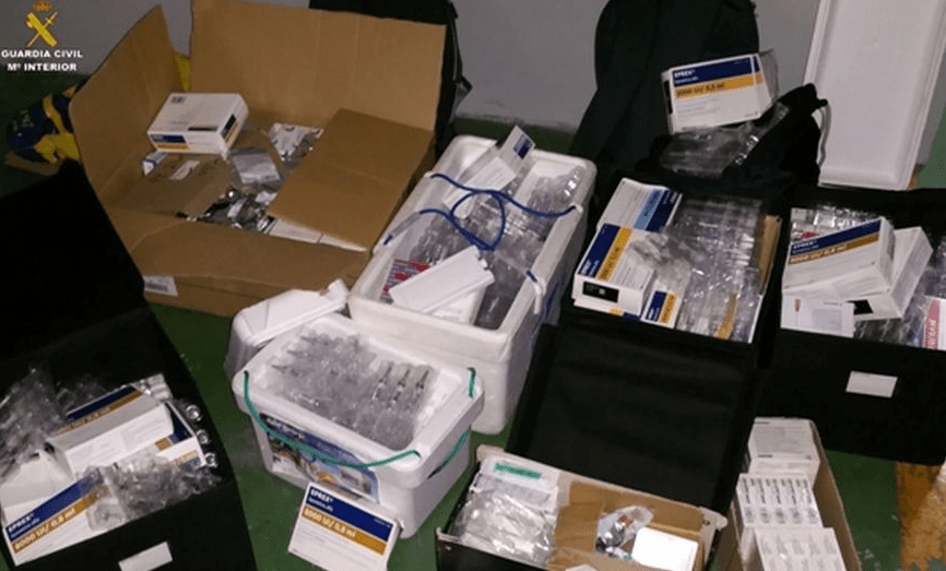 Dosis EPO incautadas por la Guardia Civil Operación Hipoxianet