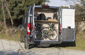 Bunkervan motorhome with bicycles in the trunk