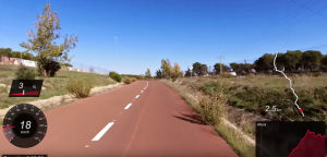 sesión de rodillo, sobre el carril bici de Colmenar (Madrid)