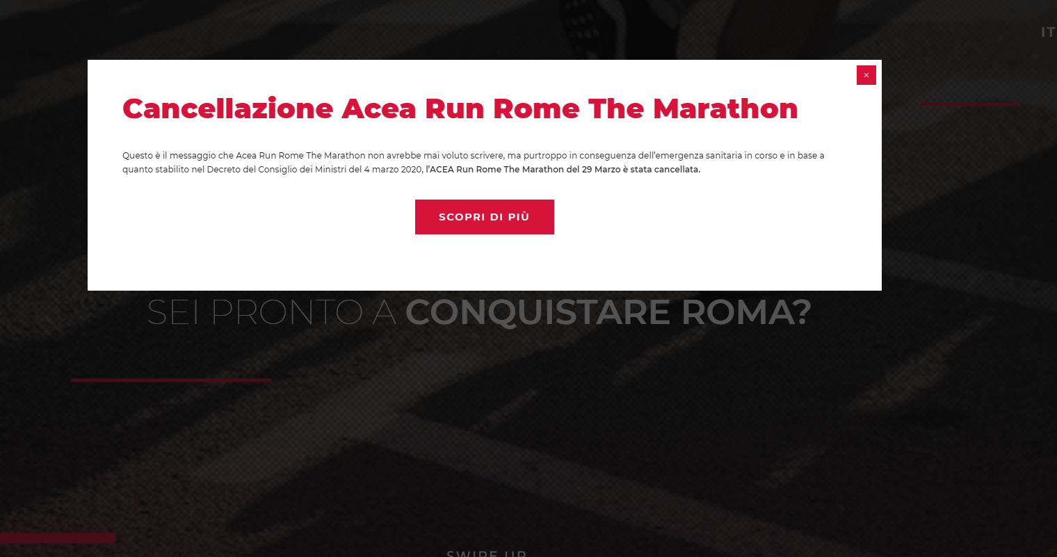 Cancelada Maratón Roma 2020