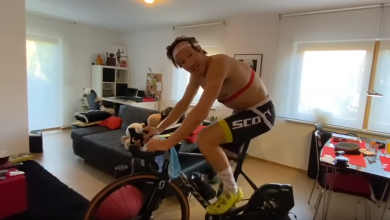 Sebastian Kienle treinando em casa