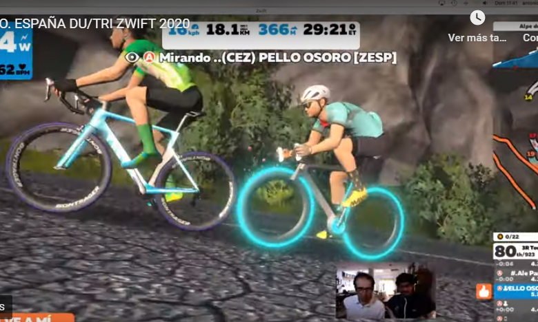 Captura do campeonato virtual de duatlon espanha