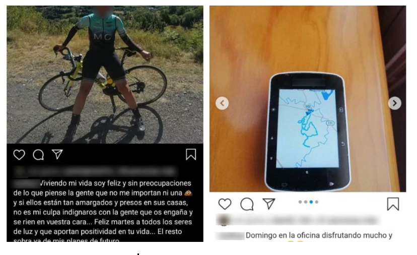 Lo que publicaba el ciclista en redes sociales