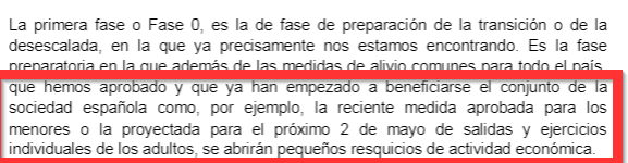 Auszug aus Pedro Sanchez 'Aussage, die Sport erlaubt