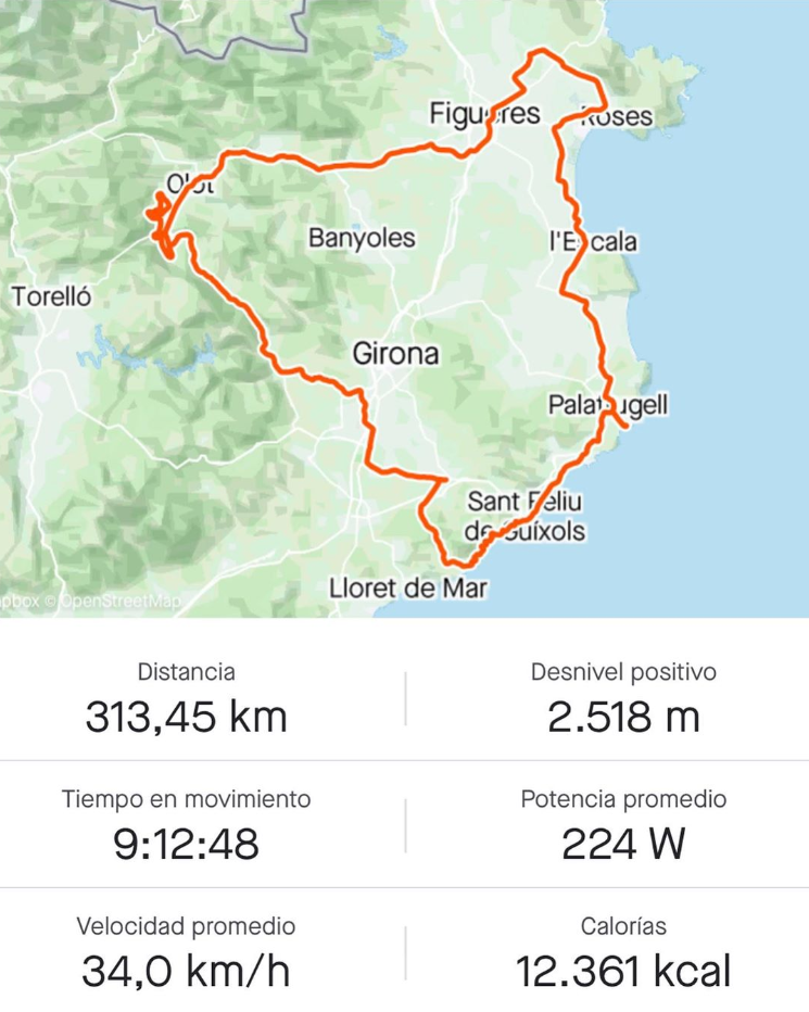 El triatleta Nan Oliveras recorre la provincia de Girona en 9 horas sobre su bicicleta ,img_5ec6202fe3114