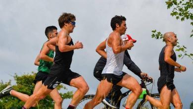 Noya, Dapena y unos amigos haciendo el test de 10 km