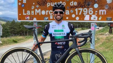 Alberto Contador en el puerto de la Morcuera