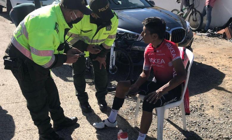 Nairo Quintana after the accident