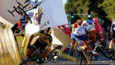 Momento de la caída del Tour de Polonia.