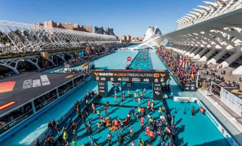 Ziel des Valencia Marathons