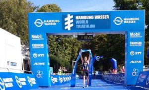 The French team winning the world mixed relay championship