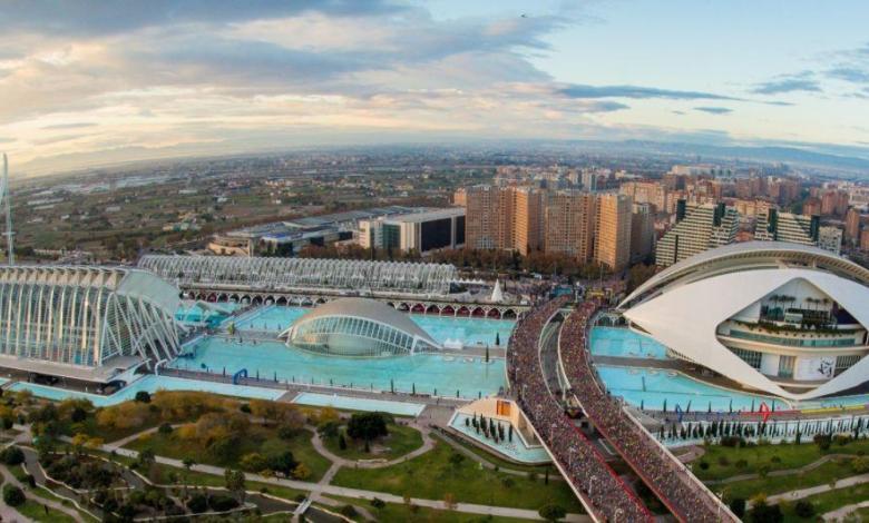 Vista aerea della Maratona di Valencia