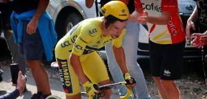 Primoz Roglic, finishing the time trial