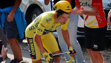 Primoz Roglic, finishing the time trial