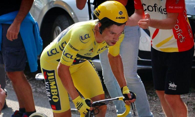 Primoz Roglic, finishing the time trial