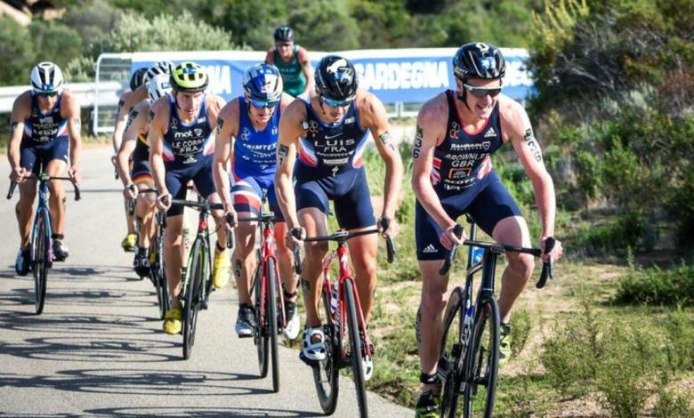 The Brownlee brothers and Vicent Luis at the arzachena world cup