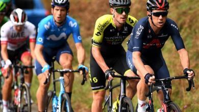 Cameron Wurf leading the Angliru stage