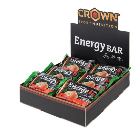 Caixa de barras energéticas Sport Crrown Nutrition com aveia com sabor de morango