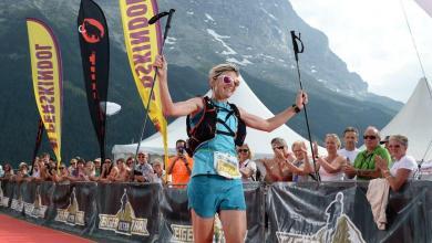 Andrea Huser ganando el Eiger Ultra Trail