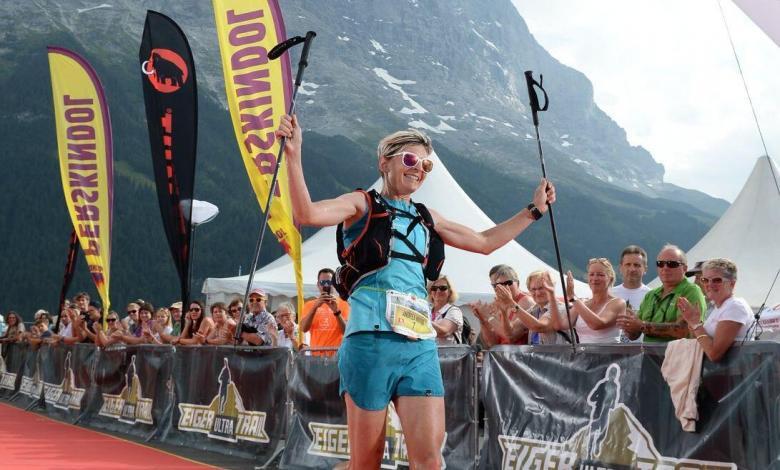 Andrea Huser winning the Eiger Ultra Trail