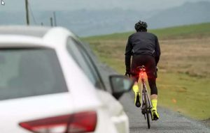 Taillight on a road bike