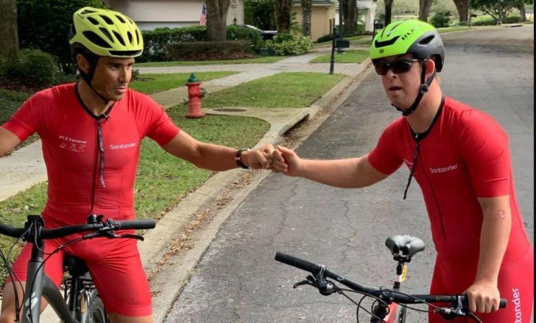 Instagram Gómez Noya and Chris Nikic on the bike