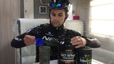 Athlete taking nutrition products