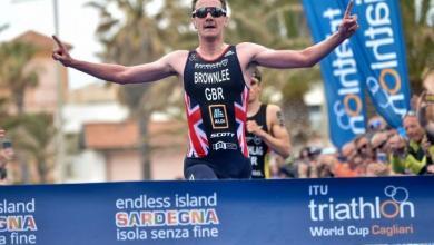 Alistair Brownlee winning at the Cagliari World Cup