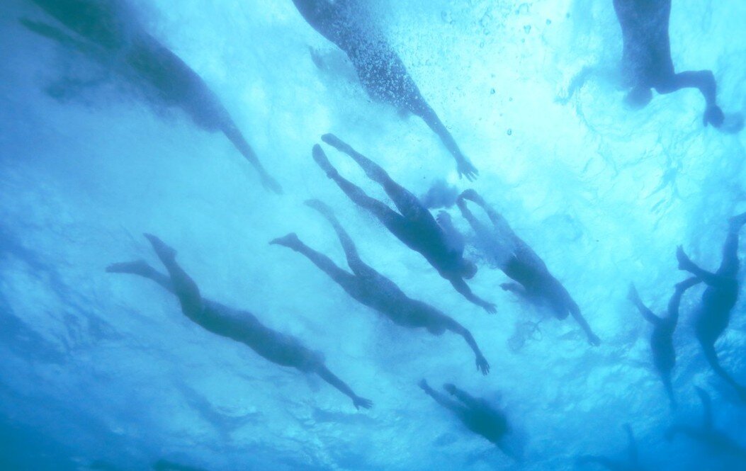 Les nageurs à l'IRONMAN d'Hawaï