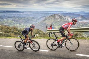 Aufstieg nach Angliru bei der Tour of Spain