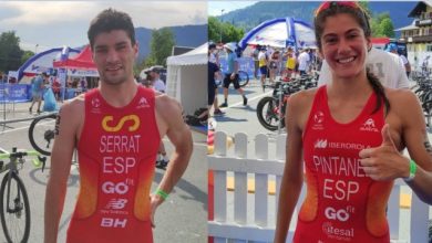 Antonio Serrat and Marta Pintanel in the final of the Trialton European Championship